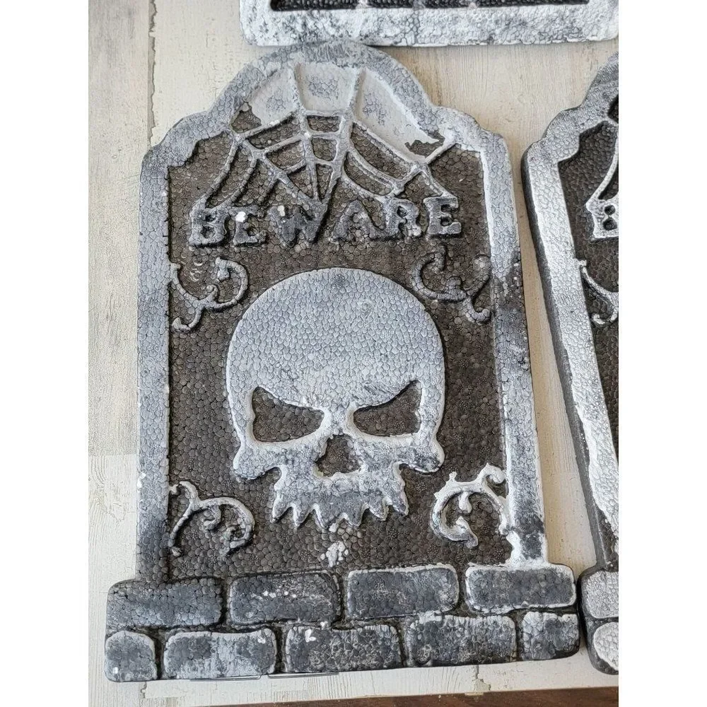 Glitter spider skull creepy‎ Tombstone Halloween set web prop